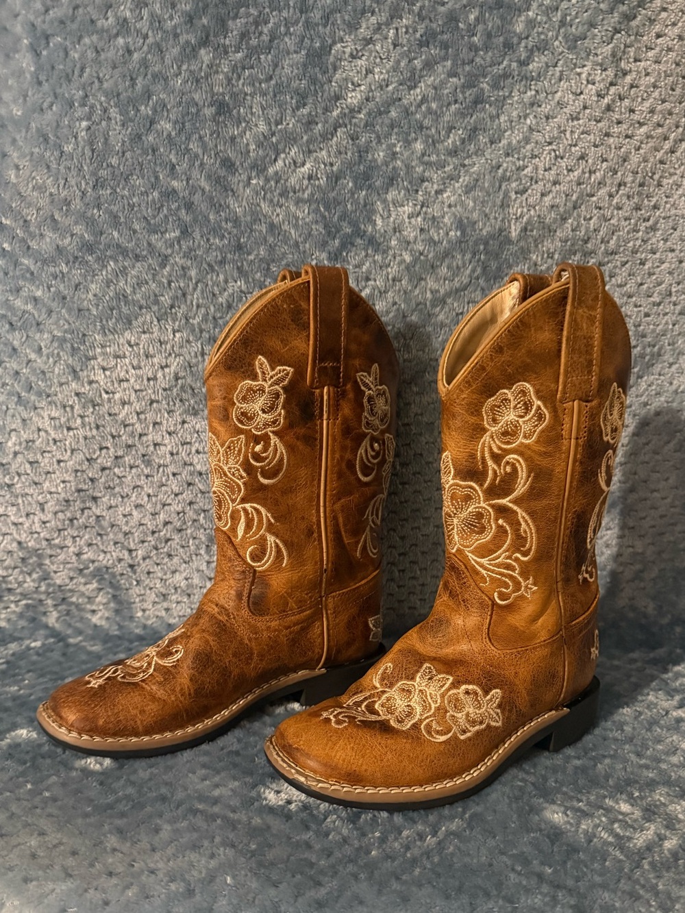 Classic Brown Girls Embroidered Western Boots